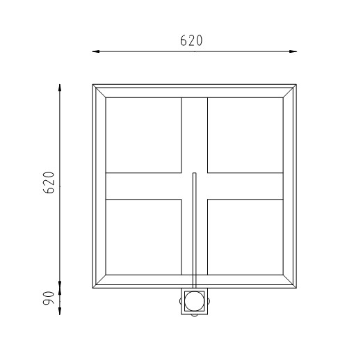 Dakmast met tegelframe boven aanzicht tekening