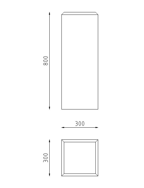 Betonpoef vierkant 300x300x800 tekening
