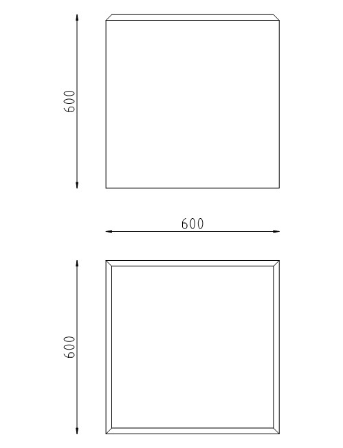 Betonpoef vierkant 600x600x600 tekening