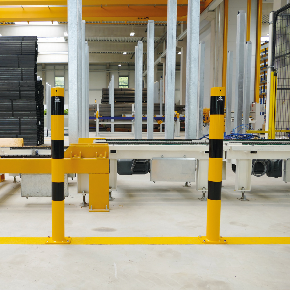 Beschermpalen Op Voetplaat Geel Zwart Omgeving