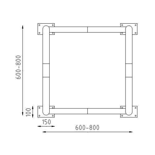 Beschermbeugel Ø60 kolombeschermer op voetplaat bovenaanzicht