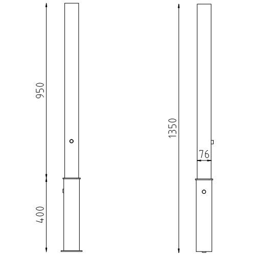 Trottoirpaal Pisa uitneembaar met driekantslot tekening