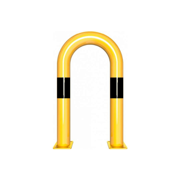 Beschermbeugel Ø76 U-beugel geel zwart op voetplaat