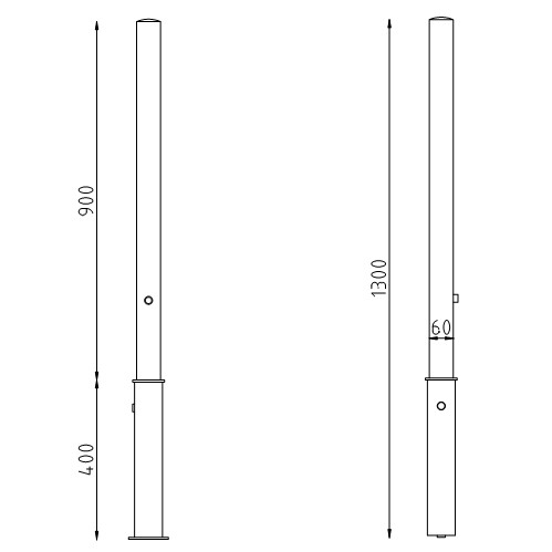 Uitneembare rvs parkeerpaal Ø60 driekantslot