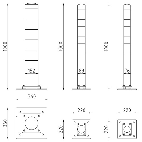Flexibele beschermpalen Ø76-89-152