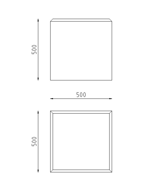 Betonpoef vierkant 500x500x500 tekening
