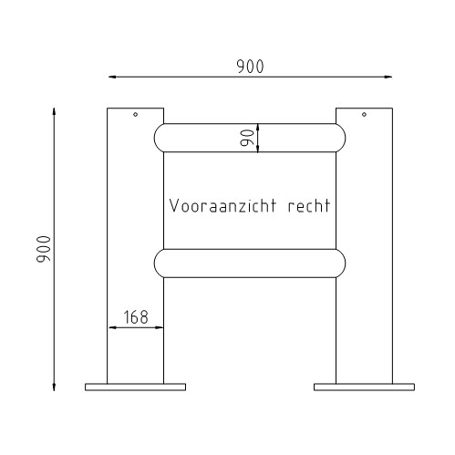 Anti-ram barrier recht met voetplaat vooraanzicht