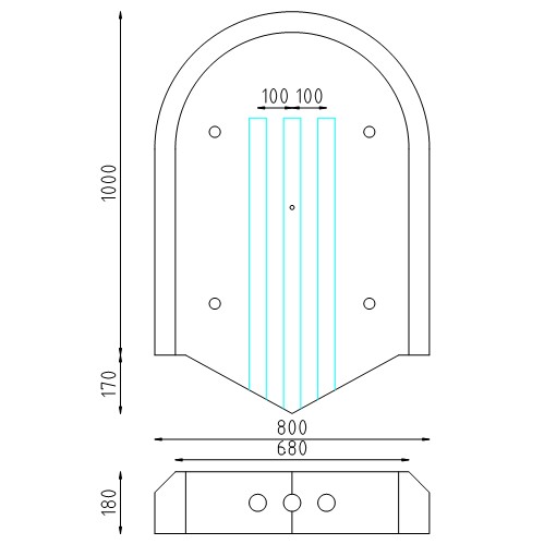 Prefab modulair verkeerseiland van beton beginstuk tekening