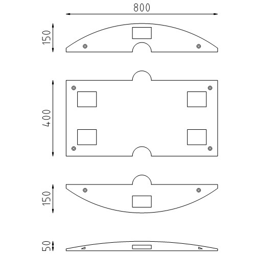 Verkeersdrempel zwart geel rubber tekening