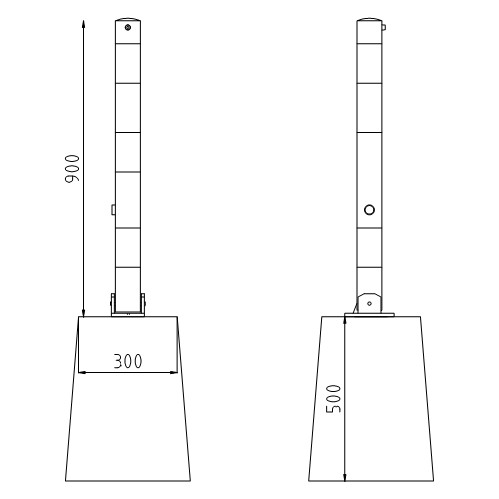 Neerklapbare parkeerpalen met betonvoet