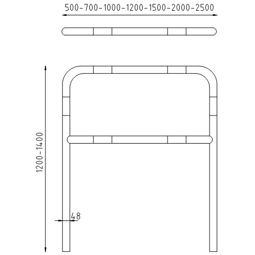 Beschermbeugel Ø48 recht inbetonneren met tussenbuis