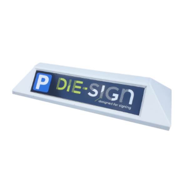 Parkeerplaatsbord van beton met bedrijfsaanduiding (1)