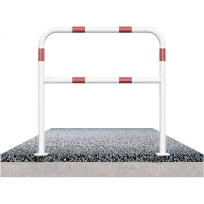 Beschermbeugels Ø48 Wit Rood Op Voetplaat Met Fundering