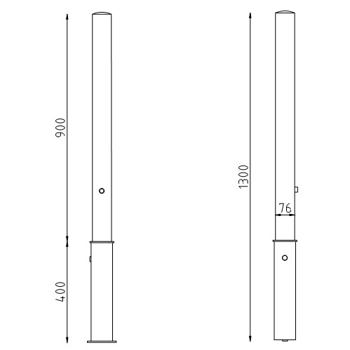Uitneembare rvs parkeerpaal Ø76 driekantslot