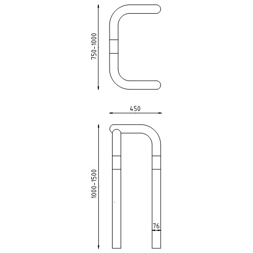 Beschermbeugel Ø76 dubbele hoekbeugel te inbetonneren