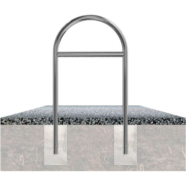 Rvs beschermbeugel Ø48 U-beugel breed te inbetonneren met tussenligger met betonfundering