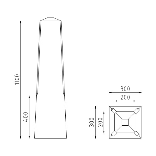 Betonnen sierpaal Dokkum XL tekening