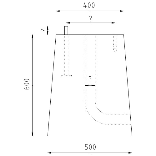 Trapezium betonpoer 400x400x600 tekening