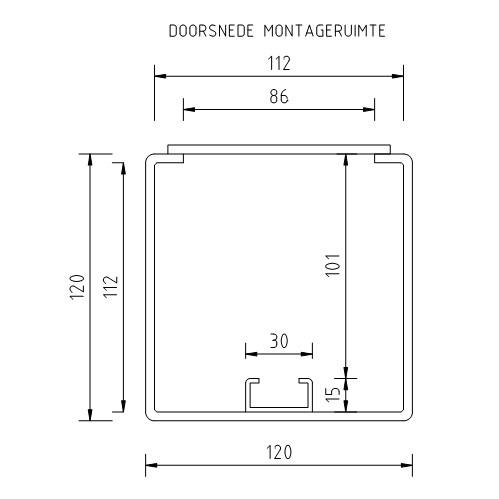 Doorsnede montageruimte vaste wifi masten