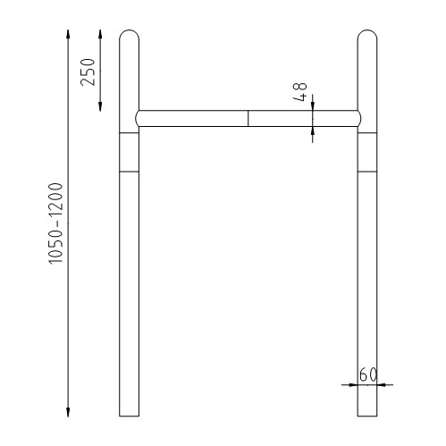 Beschermbeugel Ø60 kolombeschermer te inbetonneren vooraanzicht