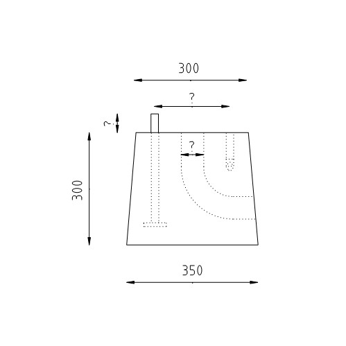 Trapezium betonpoer 300x300x300 tekening