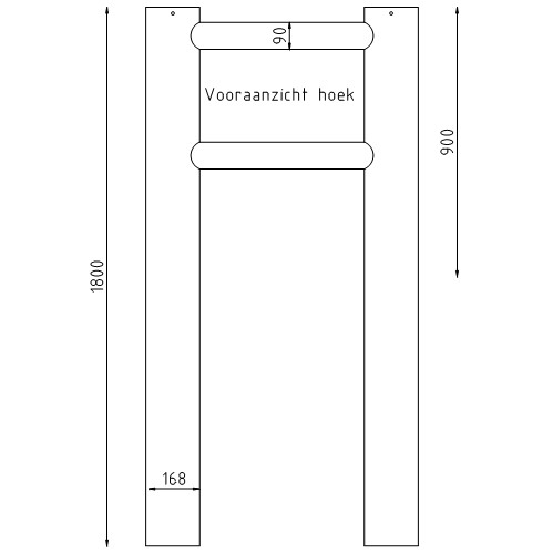 Anti-ram barrier hoek te inbetonneren vooraanzicht