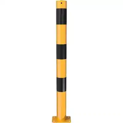 Vaste parkeerpaal geel/zwart op voetplaat (1)