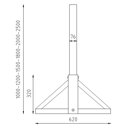 Dakmast met tegelframe voor aanzicht tekening