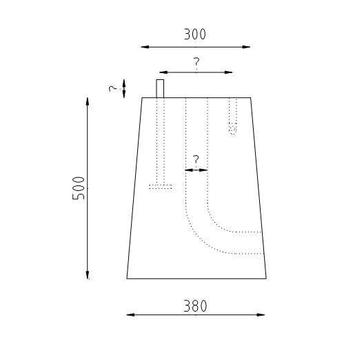 Trapezium betonpoer 300x300x500 tekening