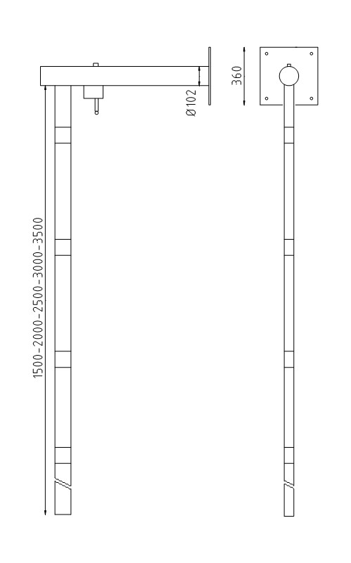 Handmatige draaiboom zonder vangpaal tekening