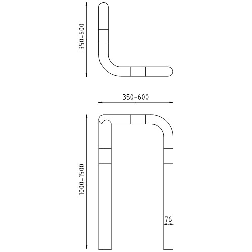 Beschermbeugel Ø76 hoekbeugel te inbetonneren tekening