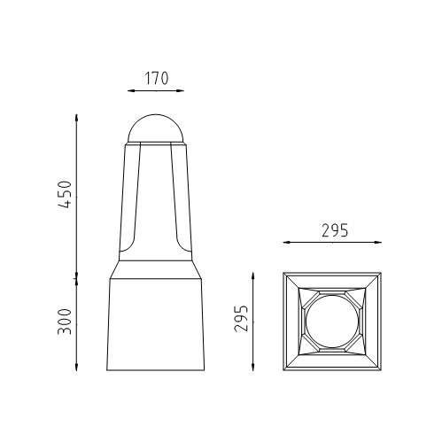 Achthoekige sierpaal klein tekening