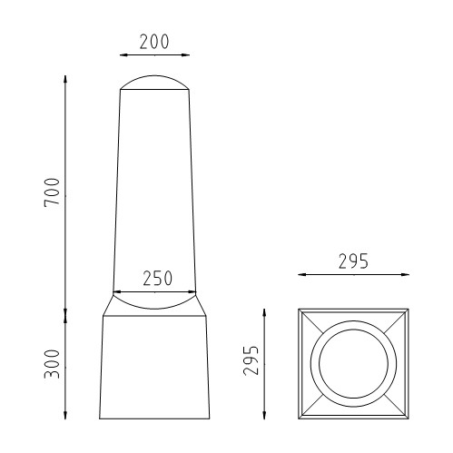 Betonnen sierpaal groot tekening
