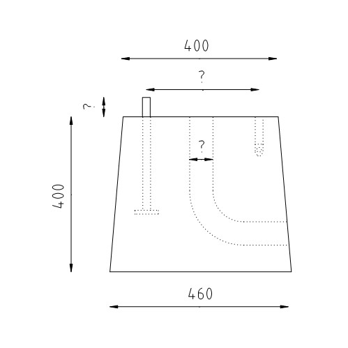 Trapezium betonpoer 400x400x400 tekening