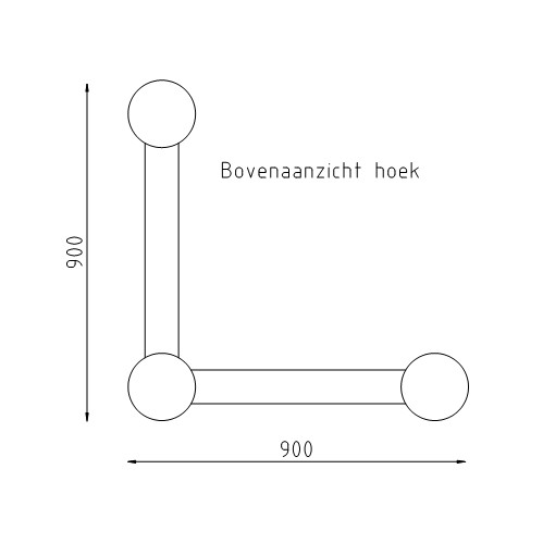 Anti-ram barrier hoek te inbetonneren bovenaanzicht