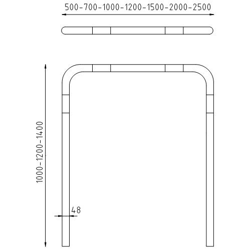Beschermbeugel Ø48 recht inbetonneren zonder tussenbuis
