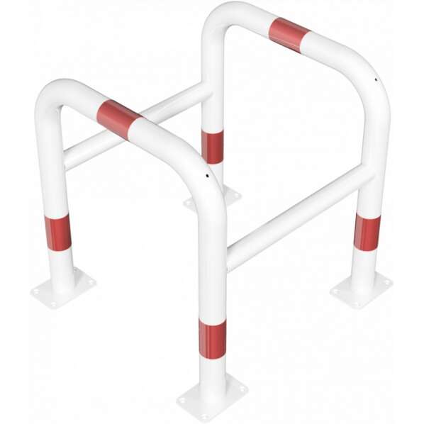 Beschermbeugel Ø60 kolombeschermer wit rood op voetplaat