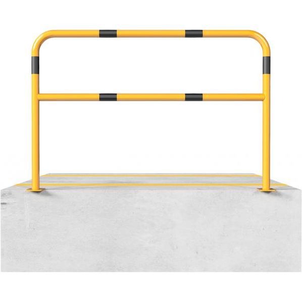 Beschermbeugels Ø48 Geel Zwart Op Voetplaat Met Fundering