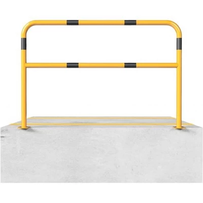 Beschermbeugels Ø48 Geel Zwart Op Voetplaat Met Fundering