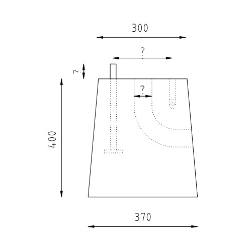Trapezium betonpoer 300x300x400 tekening