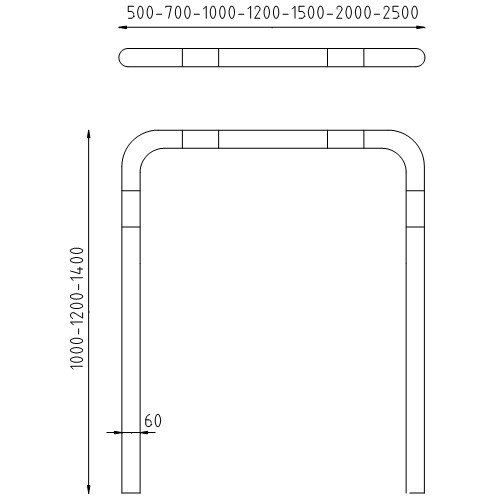 Beschermbeugel Ø60 recht inbetonneren zonder tussenbuis
