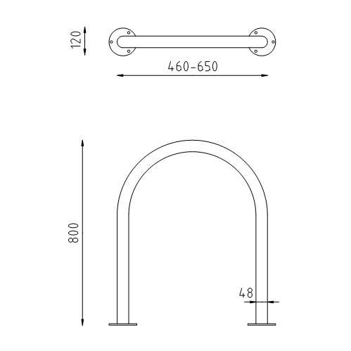 Rvs beschermbeugel Ø U-beugel breed op voetplaat zonder tussenbuis