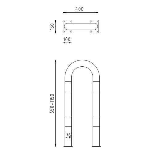 Beschermbeugel U-beugel op voetplaat