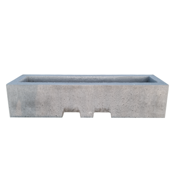 Betonnen bloembak rechthoek 2000x500x500 grijs beton met lepelgaten