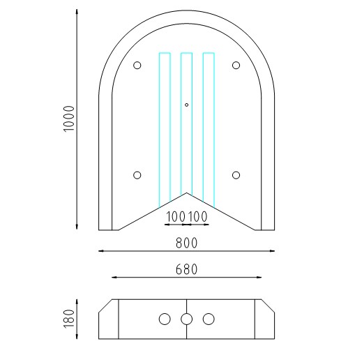 Prefab modulair verkeerseiland van beton eindstuk tekening