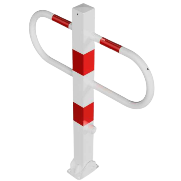 Neerklapbare parkeerbeugel 70x70 thermisch verzinkt en wit rood