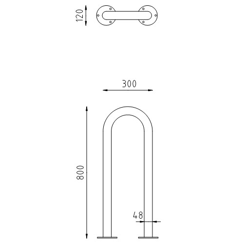 Rvs beschermbeugel Ø48 U-beugel smal op voetplaat
