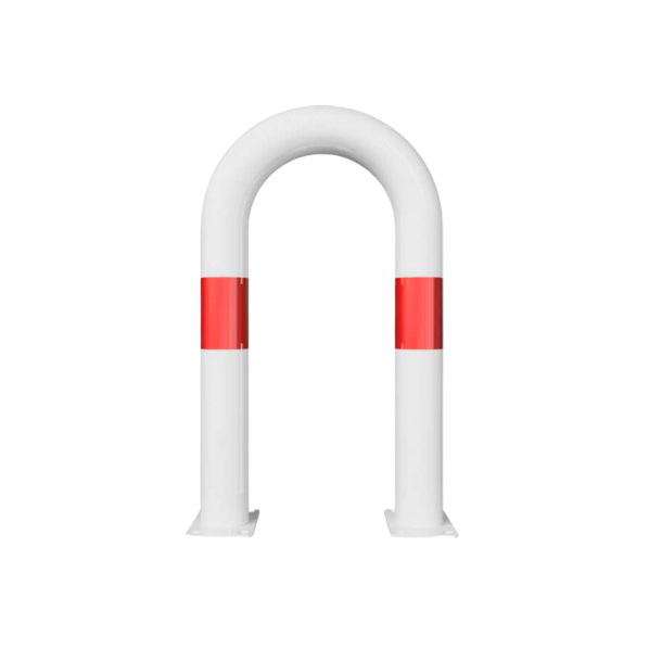 Beschermbeugel Ø76 U-beugel wit rood op voetplaat
